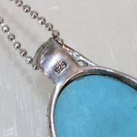 TURQUOISE SILVER NECKLACE, Turquoise Pendant, Crystals Necklace, Necklace For Women, Sterling Silver 925 Statement Necklace, Unique Gift