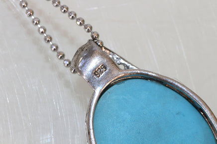 TURQUOISE SILVER NECKLACE, Turquoise Pendant, Crystals Necklace, Necklace For Women, Sterling Silver 925 Statement Necklace, Unique Gift