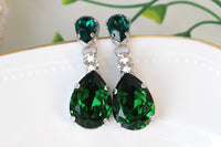 Bridal EMERALD earrings, Bridesmaid Dark Green Earrings, Vintage Drop Earrings, Angelina Jolie Emerald  Earring,Rebeka Olive Wedding Gift