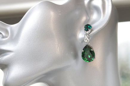 Bridal EMERALD earrings, Bridesmaid Dark Green Earrings, Vintage Drop Earrings, Angelina Jolie Emerald  Earring,Rebeka Olive Wedding Gift