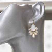 PEARL BRIDAL EARRINGS, Bridal White Opal Earrings,Rebeka Earrings,Wedding Pearl Jewelry,Ivory Pearl Bridesmaid Drop Earrings,Gift For Her