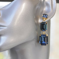 BLUE NAVY EARRINGS, Women Gift For Her, Rebeka Simple Earrings, Navy Blue Earrings, Long Deco Earrings, Bridal Wedding Jewelry, Dark Blue