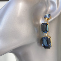 BLUE NAVY EARRINGS, Women Gift For Her, Rebeka Simple Earrings, Navy Blue Earrings, Long Deco Earrings, Bridal Wedding Jewelry, Dark Blue