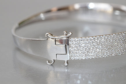 SILVER STERLING BRACELET, Crystals Bridal Bracelet, Elegant Bracelet, 925 Silver Sterling Bangle, Woman&#39;s Bracelet, Christmas Jewelry Gift