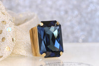 NAVY STATEMENT RING, Blue Navy Ring, Rebeka Ring, Extra Large Cocktail Ring,Blue Stone Ring, Navy Blue Ring,Emerald Cut Ring, Chunky Ring