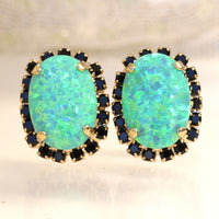 GREEN OPAL Earrings ,Neon Green Black Rebeka Earrings, Fire Opal Stud Earrings, Wedding Jewelry, Bridesmaid Jewelry Gift, Elegant Bridal
