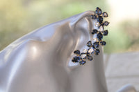 Navy Blue EAR CLIMBER EARRINGS, Dark Blue Ear crawler Earrings, Bridal Ear climbing Earrings, Rebeka Ear Crawlers,Blue Topaz Wedding Gift