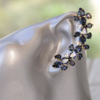 Navy Blue EAR CLIMBER EARRINGS, Dark Blue Ear crawler Earrings, Bridal Ear climbing Earrings, Rebeka Ear Crawlers,Blue Topaz Wedding Gift