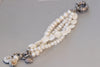 PEARL BEADED BRACELET, Pearl Bridal Jewelry,Nacre Jewelry, Wedding Pearl Woman Jewelry, Boho Pearl Silver Bracelet, Wrap Friendship Bracelet