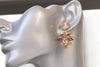 BLUSH BRIDESMAID EARRINGS, Art Deco Earrings, Rebeka Bridal Earrings, Rose Gold Wedding Jewelry, Antique Pink Crystal Cluster Long Studs