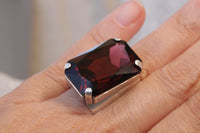 BURGUNDY RING, STATEMENT Stone Ring, Wine Red Ring, Rebeka Ring, Large Cocktail Ring, Garnet Ring,Emerald Cut Ring, Chunky Ring,Christmas