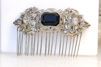 Navy Blue SILVER HAIR Comb