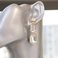 CRYSTAL MINIMALIST EARRINGS, Bridal Gift For Her, Rebeka Simple Earrings,Long Deco Earrings,Bridal Wedding Jewelry, Clear Crystal Droplet
