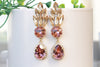 Pink Dangle Earrings, BLUSH  EARRINGS, Bridal Blush Champagne Earrings, Antique Pink Rose Gold Earrings, Rebeka Statement Bride Morganite