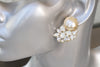 LARGE PEARL Cluster EARRINGS, Ivory Pearl Earrings, Bridal Pearl Jewelry, Opal Earrings,Wedding Rebeka Big Studs, Crystal And Pearl,Woman