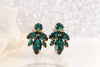 EMERALD STUDS, Emerald Green Earrings, Bridal Dark Green Rebeka Earrings ,Wedding Art Deco Jewelry Set,Bridesmaids Minimalist Woman Studs