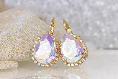BRIDAL AB Crystal Earrings, Aurora Borealis Earrings, Rebeka Earrings, Wedding Glamour Earrings, Vintage Looking Bridesmaid Earring Gift