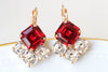 RED BRIGHT EARRINGS, Rebeka Earrings, Red Ruby Earrings,Red Dangle/Drop Earrings, Wedding Bridal Red Earrings, Ruby Red Anniversary Wife