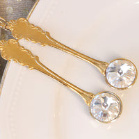 GOLD CLEAR EARRINGS, Bridal Crystal Earrings, Bridesmaid Rebeka Earrings, Spoon Leverback Earring, Spoon Jewelry Set, Unique Gift Ideas