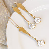 GOLD CLEAR EARRINGS, Bridal Crystal Earrings, Bridesmaid Rebeka Earrings, Spoon Leverback Earring, Spoon Jewelry Set, Unique Gift Ideas