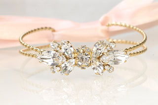 CRYSTAL WEDDING Bracelet, Rebeka Bridal Bracelet, Rhinestone Cuff Bracelet,Bridesmaid Gift, Clear Evening Bracelet, Vintage Style Looking