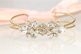 CRYSTAL WEDDING Bracelet, Rebeka Bridal Bracelet, Rhinestone Cuff Bracelet,Bridesmaid Gift, Clear Evening Bracelet, Vintage Style Looking