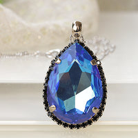 BLACK AND BLUE Necklace, Royal Blue Necklace, Blue Sapphire Pendant, Rebeka Necklace, Statement Pendant Necklace,Something Blue For Bride