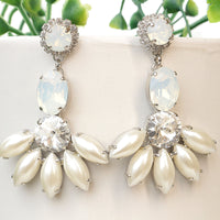 LONG PEARL EARRINGS, Pearl Bridal Earring, Ivory Pearl Earrings, Rebeka Earrings, Wedding Long Opal Earrings, Statement Big Pearl Earring