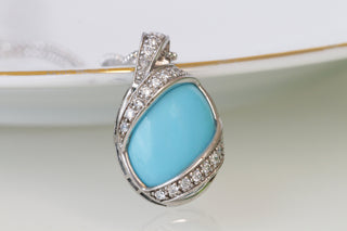 TURQUOISE SILVER NECKLACE, Turquoise Pendant, Crystals Necklace, Necklace For Women, Sterling Silver 925 Statement Necklace, Unique Gift