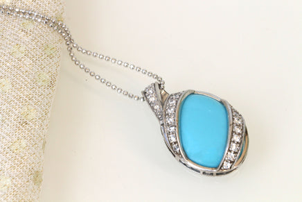 TURQUOISE SILVER NECKLACE, Turquoise Pendant, Crystals Necklace, Necklace For Women, Sterling Silver 925 Statement Necklace, Unique Gift