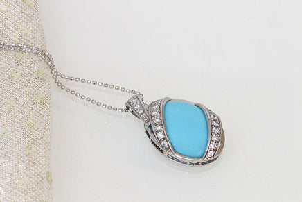 TURQUOISE SILVER NECKLACE, Turquoise Pendant, Crystals Necklace, Necklace For Women, Sterling Silver 925 Statement Necklace, Unique Gift