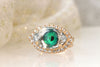 EYE RING, GREEN Eye Protection Ring,Rebeka Crystals Ring, Evil Eye Jewelry,Emerald Evil Eye Ring,Gothic Trending jewelry,Bohemian Jewelry