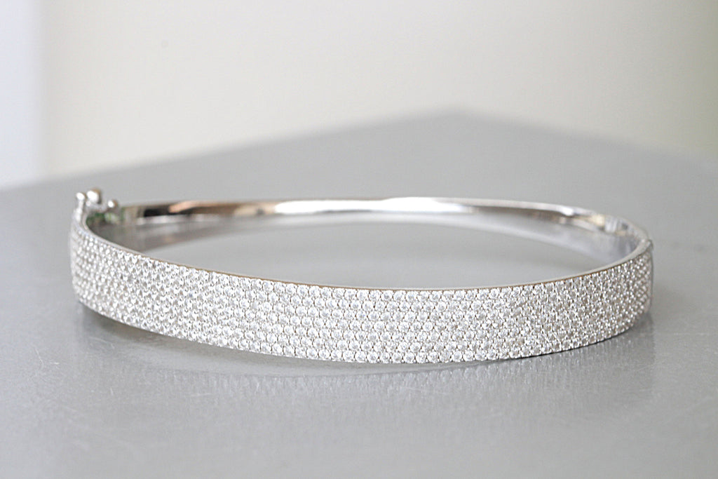 SILVER STERLING BRACELET, Crystals Bridal Bracelet, Elegant Bracelet, 925 Silver Sterling Bangle, Woman&#39;s Bracelet, Christmas Jewelry Gift