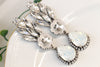 OPAL CRYSTAL Dangle Earrings, White EARRINGS, Bridal White Earrings,Antique Opal Chandelier Earrings,Rebeka Statement Woman Earrings Gift