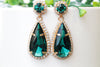 EMERALD Rebeka EARRINGS, Emerald Drop Earrings, deep green emerald Statement Earrings, Mother of The Bride Jewelry,Emerald Wedding Bridal