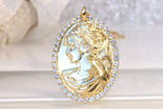 GOLD CAMEO NECKLACE, Lady Cameo Necklace, Cameo Pendant,  Victorian Style, Rebeka Cameo Necklace, Statement Gift, vintage Cameo Necklace