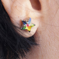 CRYSTAL STAR CLIMBING Earrings, Moon Ear Cuff, Ear Crawler Earrings, Statement Bridal Earring, Wrap Ear Cuff, Rebeka Ear Climber Earring