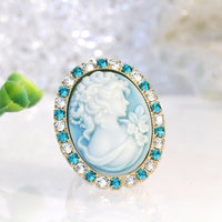 BLUE CAMEO RING, Vintage Wedding Ring, Antique Jewelry Inspired, Christmas Woman Gift, Rebeka Ring, Italian Cameo, Unique Bridesmaid Ring