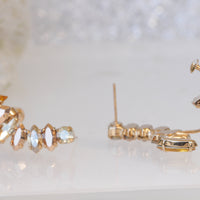 Rose Gold Champagne EARRINGS, Citrine Ear crawler Earrings, Bridal Ear climbing Earrings, Rebeka Short Ear Cuff, Dainty Wedding Earrings
