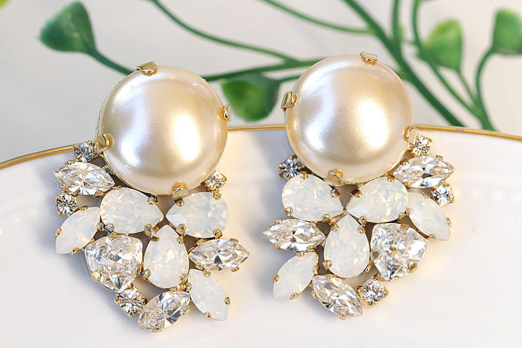 Buy Big Pearl Drop Earrings, Statement Pearl Earrings, Unique Earrings,  Geometric Earrings, Gold and Pearl Earrings Online in India - Etsy