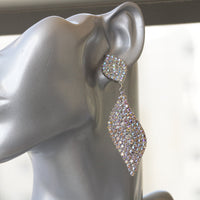 AB CRYSTAL EARRINGS, Asymmetric Earrings, Wedding Jewelry, Aurora Borealis Earrings, Rebeka Large Earrings,Bridal Silver Long Chandeliers