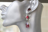 BORDEAUX EARRINGS, Burgundy Chandelier Earrings, Dark Red Flowers Earrings, Rebeka Earrings,Silver Floral Chandeliers,Mother of the Bride