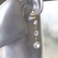 CRYSTAL BRIDAL LONG Earrings, Dainty Bride Earring, Rebeka Earrings, Gold Bridal Earrings,Bridesmaid Dangle Earrings,Wedding Chandeliers
