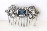 Navy Blue SILVER HAIR Comb