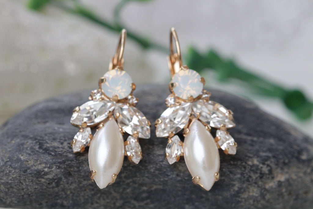 Bridal earrings art deco earrings handcrafted sterling silver wedding –  Tamar and Talya