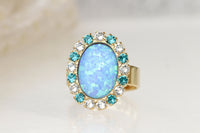 OPAL TURQUOISE RING, Blue Opal Ring, Gemstone October Birthstone Ring, Unique Rebeka Ring, Bridesmaid Ring Gift,Fashion Jewelry For Her