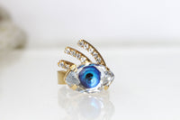 BLUE EYE RING, Valentines Day Gifts Idea, Evil Eye Ring,Rebeka Ring, Royal Blue Ring,Good Luck jewelry,Bohemian Sapphire Crystals Jewelry