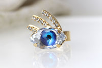 BLUE EYE RING, Valentines Day Gifts Idea, Evil Eye Ring,Rebeka Ring, Royal Blue Ring,Good Luck jewelry,Bohemian Sapphire Crystals Jewelry