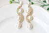 PEARL Rebeka EARRINGS, Ivory & White Pearl Earrings, Bridal Pearl Earrings,Wedding Long Pearl Earrings,Statement Pearl Asymmetric Earring