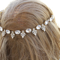 BRIDAL HAIR COMB, Crystal Rebeka Hair Comb, Bridal Hair Piece. Art Deco Hair Tiara,Double Hair Comb, Forehead necklace,Princes Hair Chain